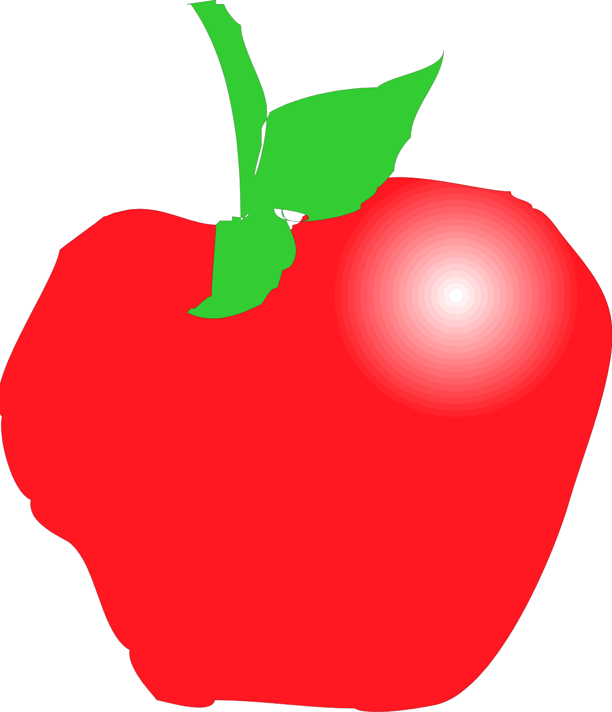 Apple with Green Leaf Clipart - Fresh Fruit Illustration