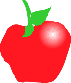 Apple with Green Leaf Clipart - Fresh Fruit Illustration