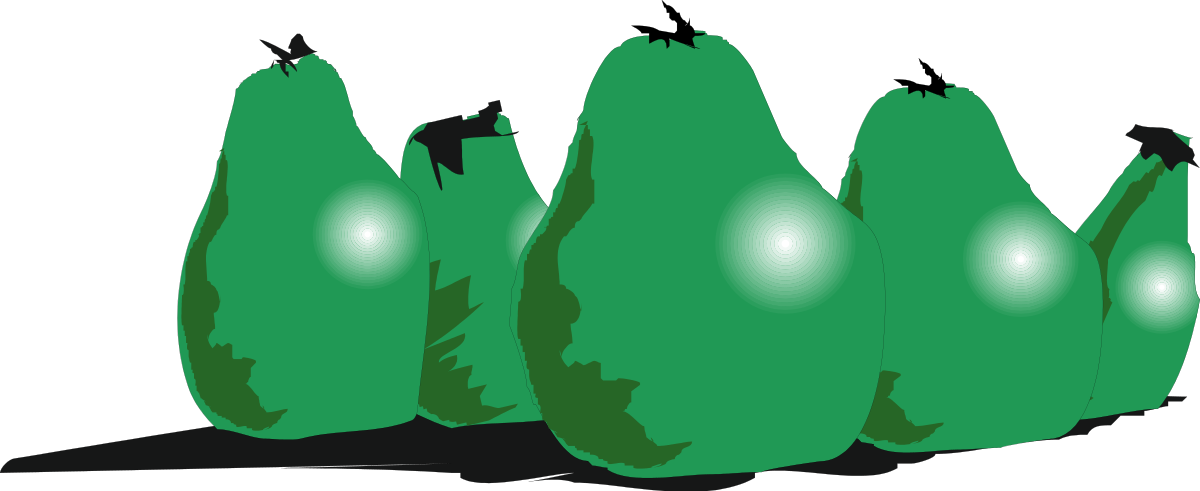 Green Trees Against a Black Background Clipart