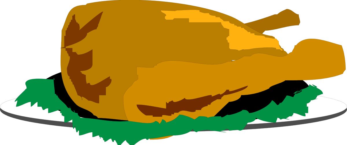 a roasting chicken on a plate with green leaves clip art png transparent Roasting Chicken on Plate with Green Leaves Clipart