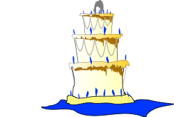 Three Tiered Cake with Blue Icing - Delightful Bakery Clipart
