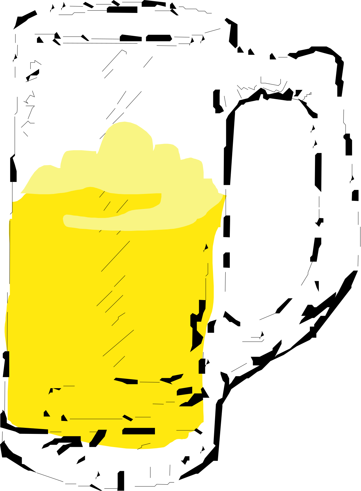 Yellow Beer Glass Clipart on Black Background