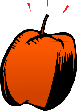 Orange Apple on Black Background - Fresh and Vibrant Clipart