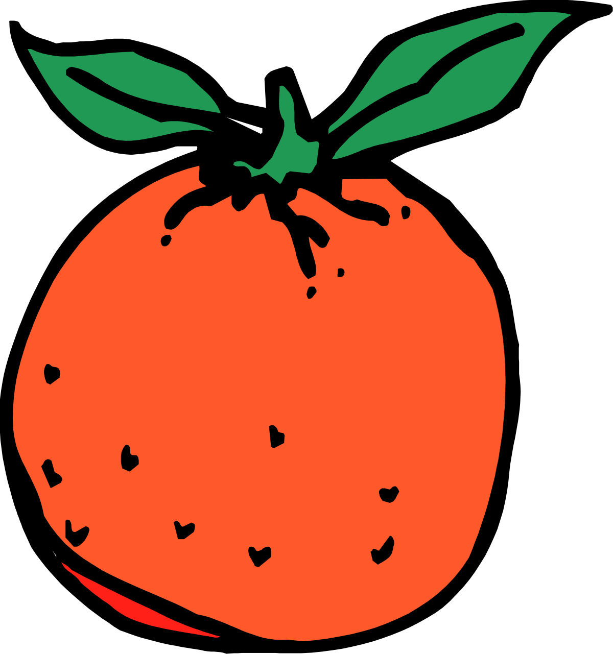an orange with green leaves on it clip art png transparent Orange with Green Leaves Clipart - Fresh Citrus Illustration