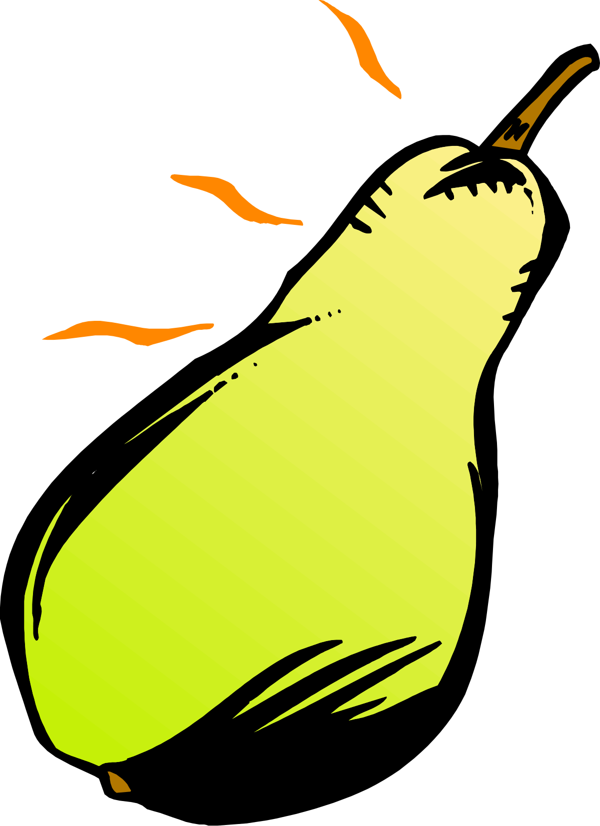 Green Pear Clipart on Black Background - Fresh and Vibrant Imagery