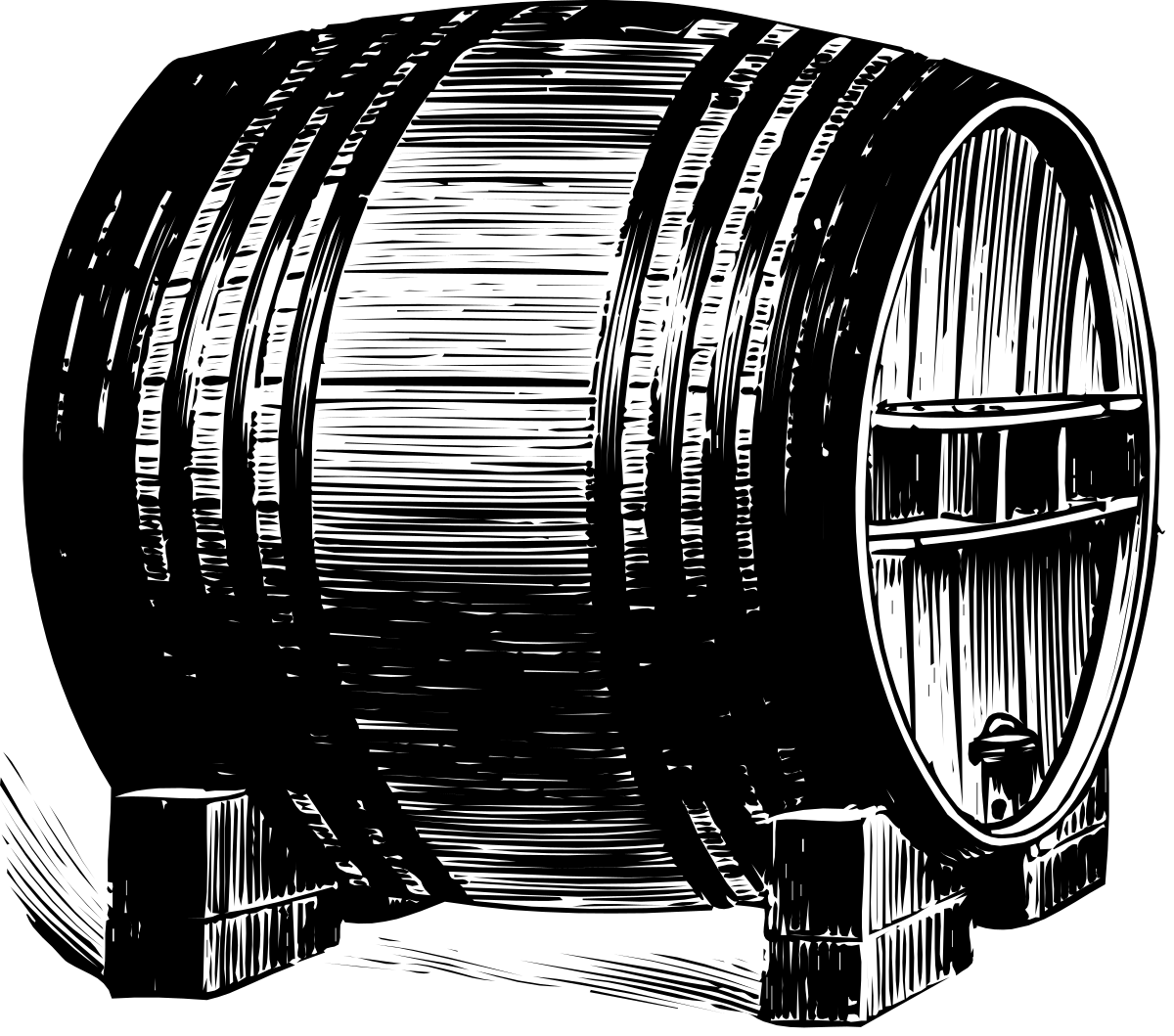 Wooden Barrel Clipart on Black Background