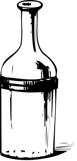 Black and White Outline Bottle Clipart - Versatile Design Element