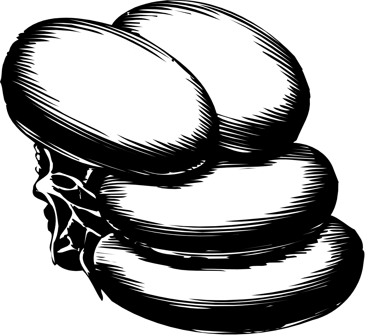 Skull Clipart - Black and White Artistic Drawing for Unique Designs