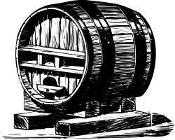 Wooden Barrel Clipart Against Black Background