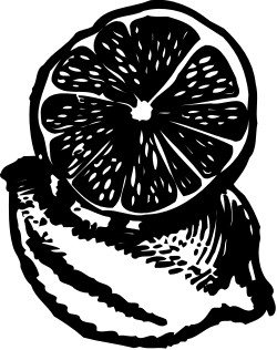 Black and White Lemon Clipart on Dark Background
