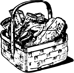 Wicker Basket Suitcase Clipart  Black and White Drawing