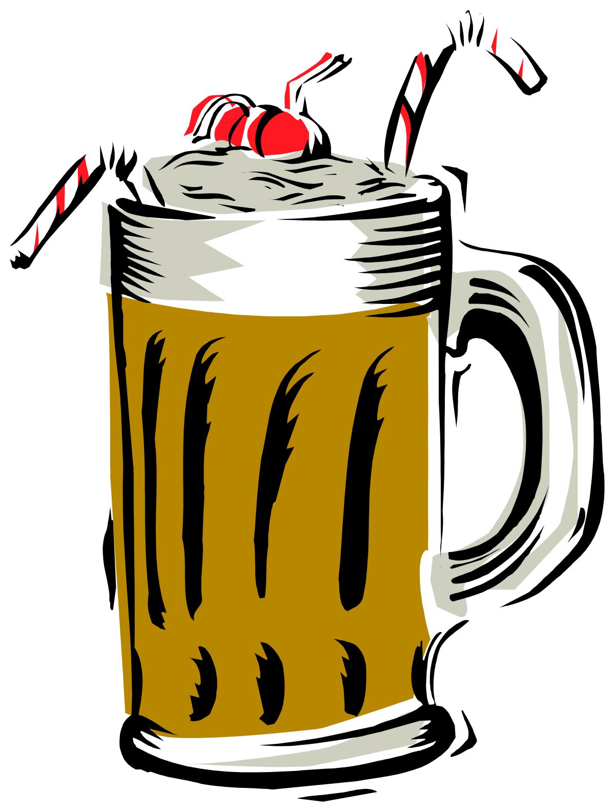 Beer Mug Clipart with Cherry on Top - Refreshing Drink Graphics