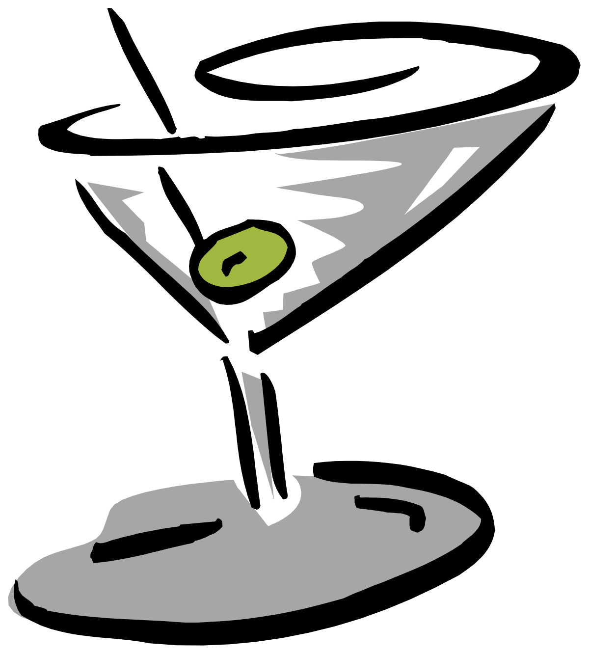 Martini Clipart: Elegant Green Olive Cocktail Illustration