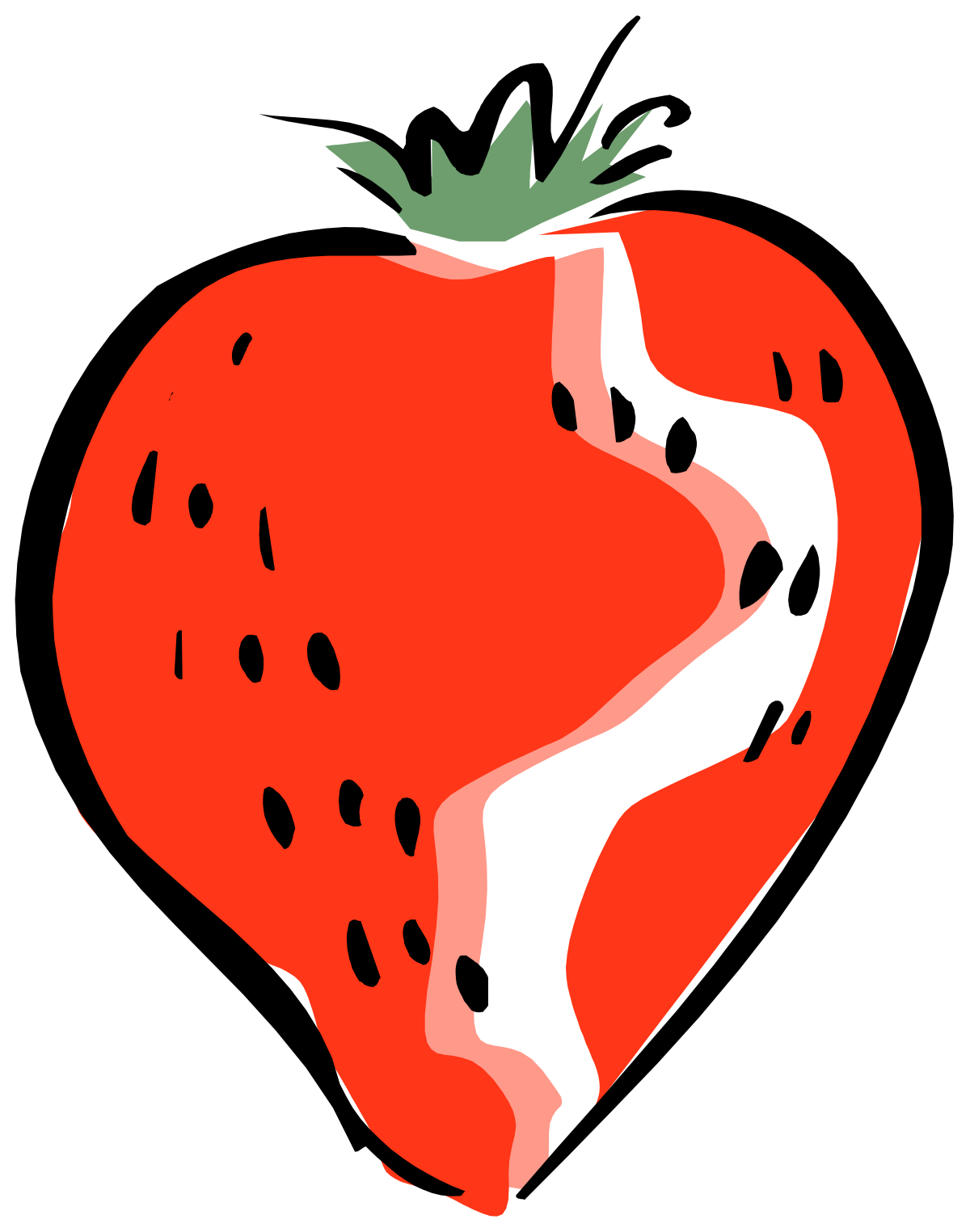 a red strawberry with a green leaf on top clip art png transparent Red Strawberry Clipart with Green Leaf - Perfect for Your Projects