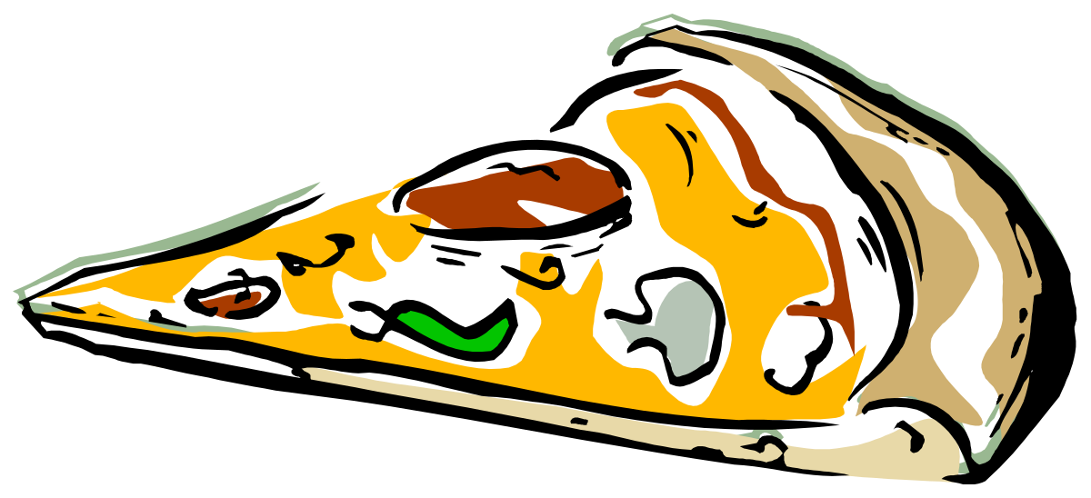 Sliced Pizza with Fresh Green Leaf - Delicious Clipart for Food Lovers