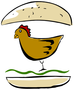Chicken in a Hat with Green Leaf Clipart - Fun and Quirky Illustrations