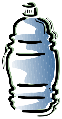Blue and Green Water Bottle on Black Background - High-Quality Clipart