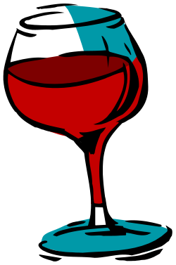 Red Wine Glass with Blue Rim - Elegant Clipart for Any Occasion