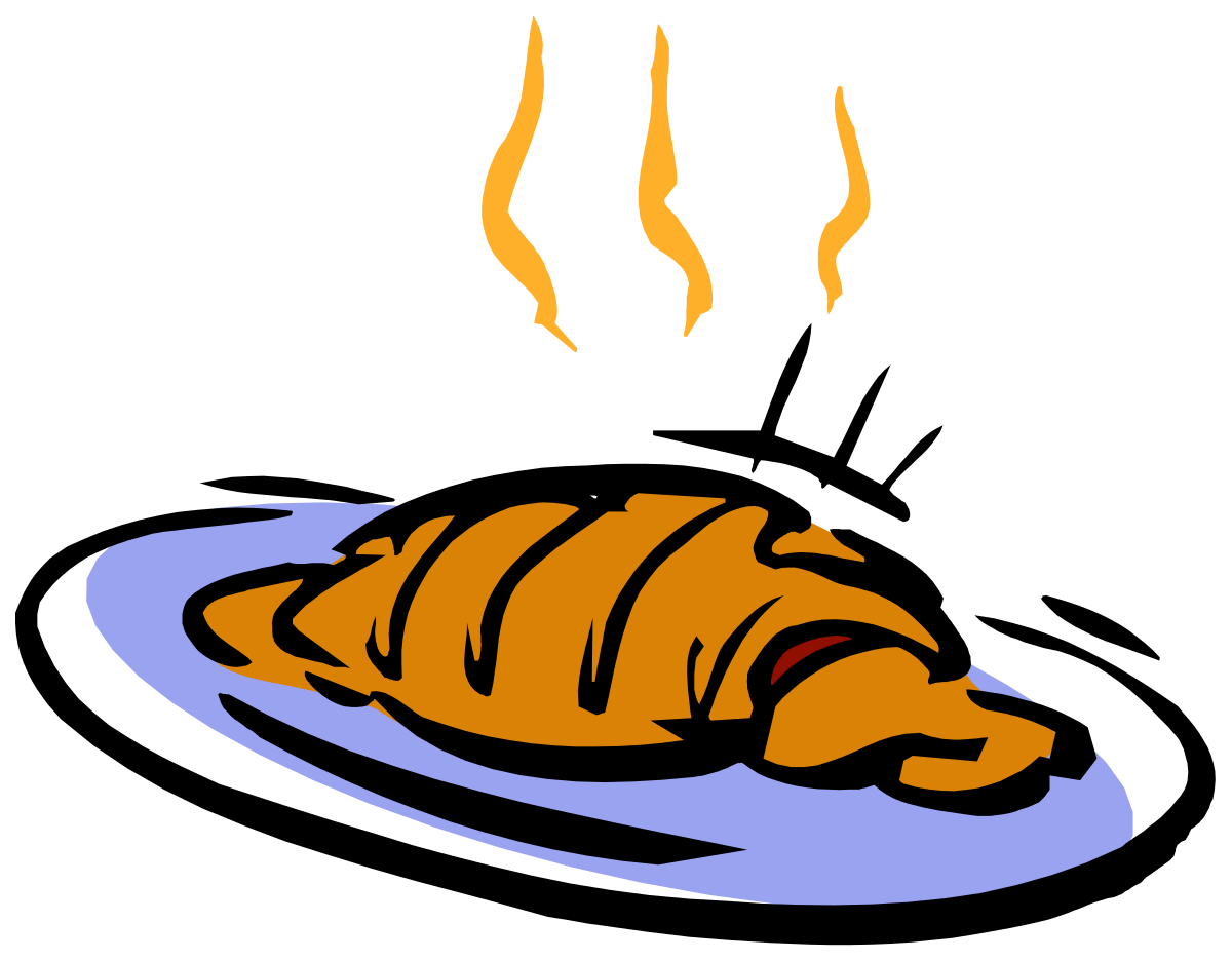 Cat Sleeping on Plate with Hot Flame - Whimsical Clipart Scene
