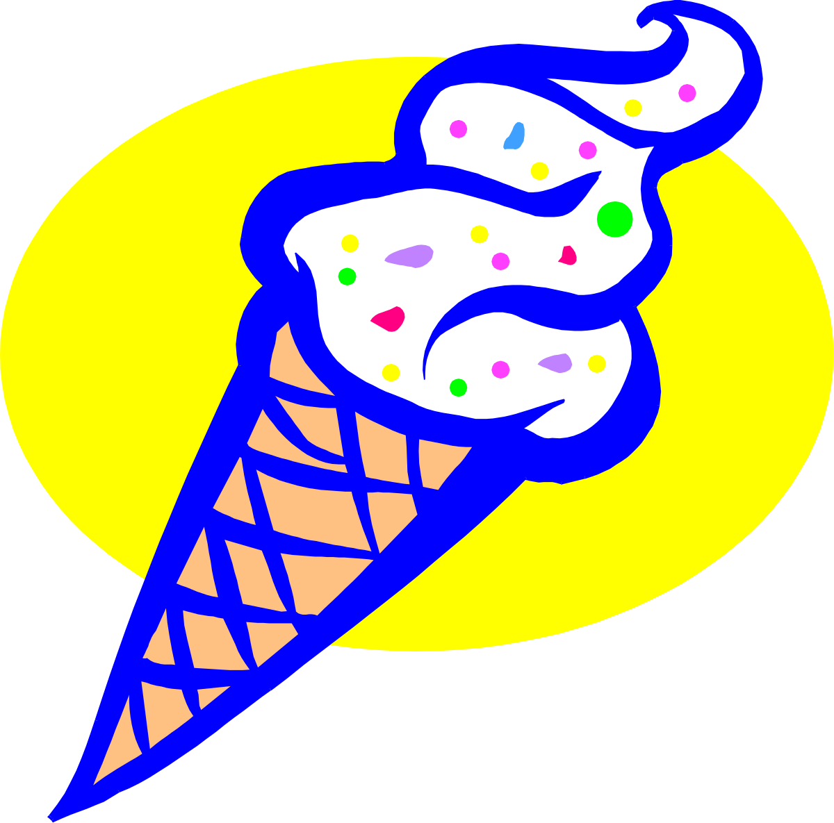 Blue Ice Cream Cone with Springs - Delicious Playful Clipart