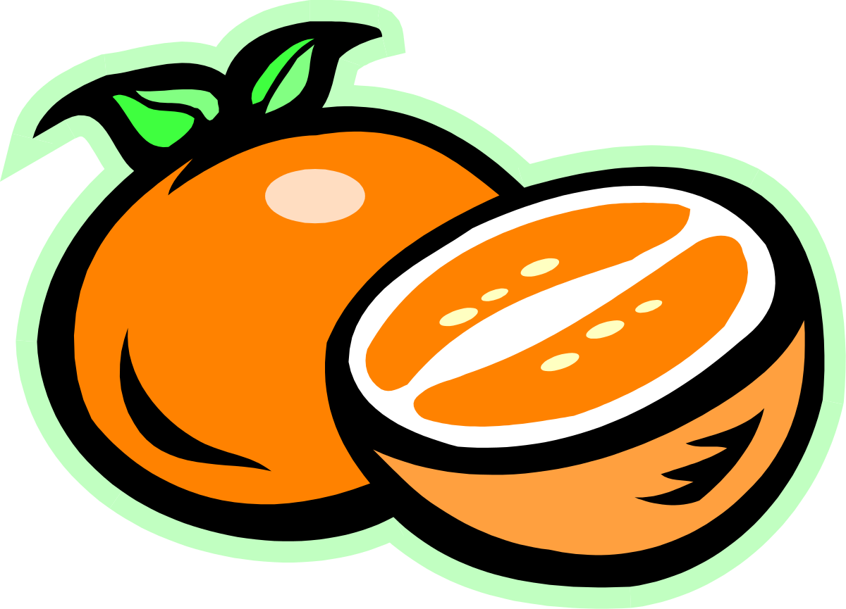 a orange with a green leaf on top clip art png transparent Orange with Green Leaf Clipart - Fresh Citrus Illustration