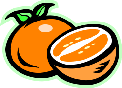 Orange with Green Leaf Clipart - Fresh Citrus Illustration