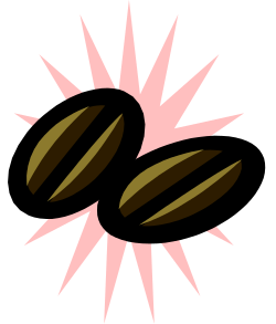 Coffee Beans Clipart: Two Perfectly Roasted Beans on Black Background