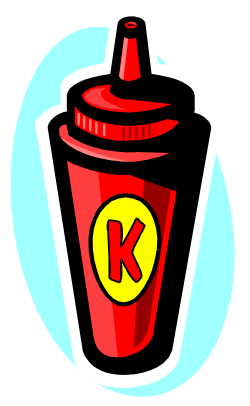 Red Ketchup Cup with Yellow Lid Clipart