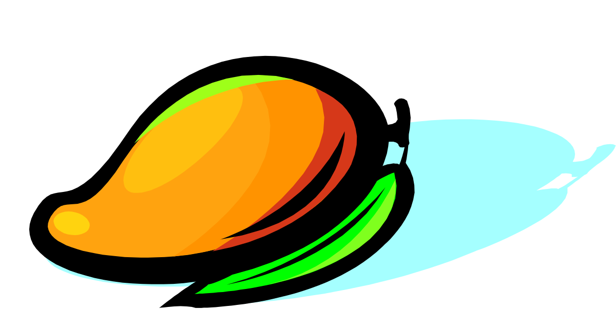 a mango fruit with a green leaf clip art png transparent Mango Clipart with Green Leaf - Vibrant Fruit Illustration