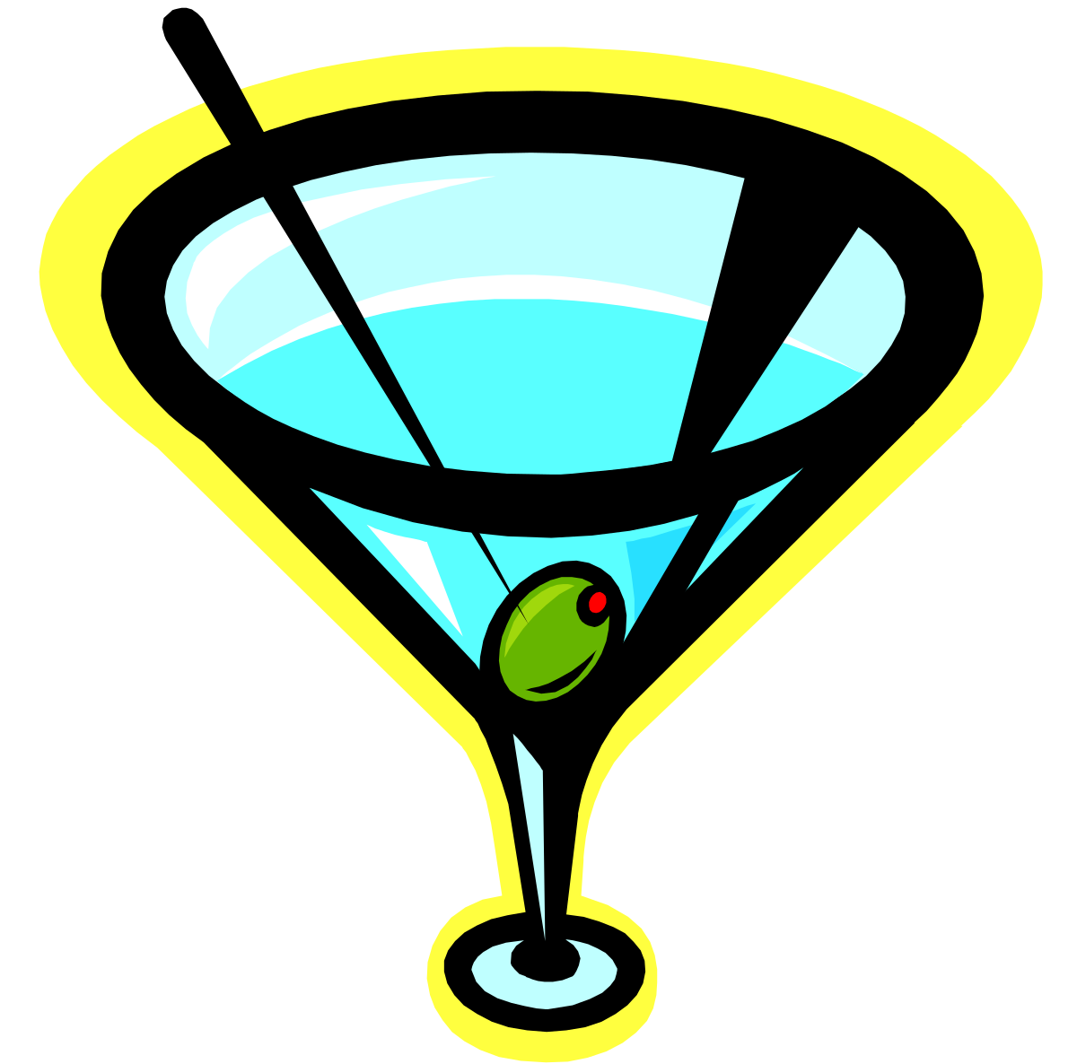 Martini Glass Clipart with Olives - Elegant Cocktail Imagery