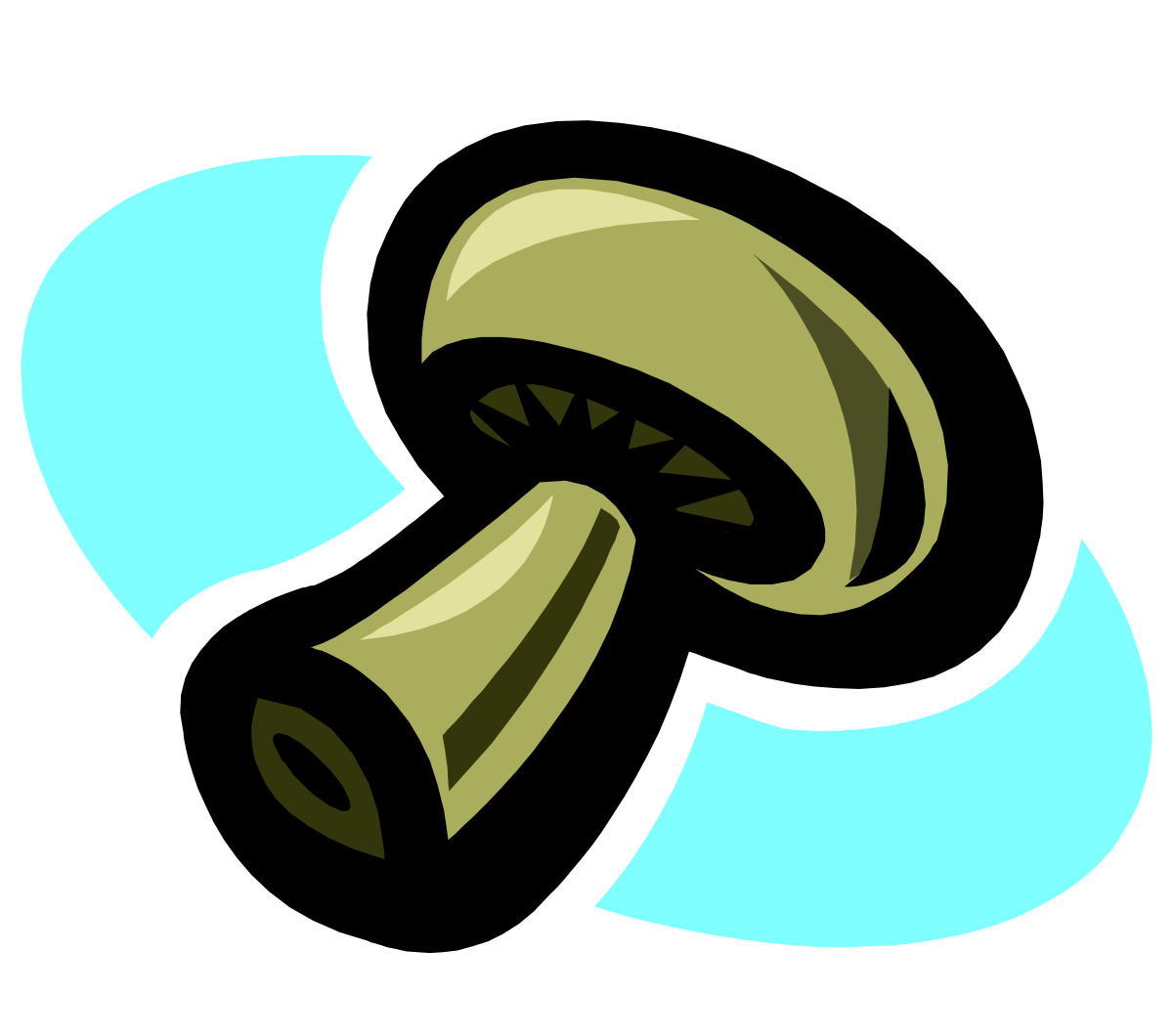 a black and white mushroom with a green mushroom on top clip art png transparent Black and White Mushroom with Green Cap Clipart