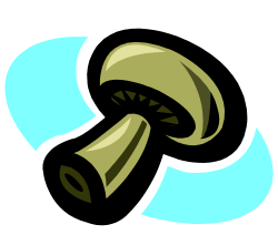 Black and White Mushroom with Green Cap Clipart