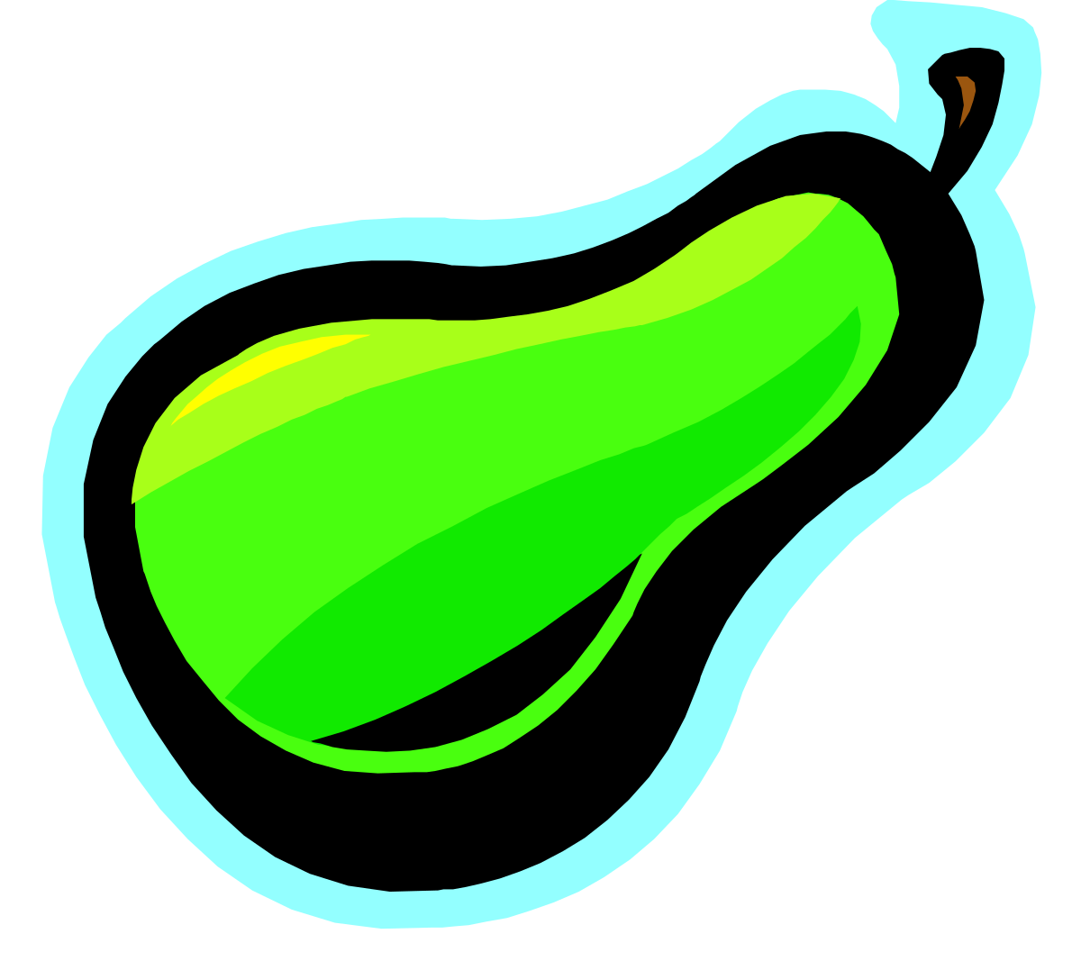 a green pepper with a blue outline clip art png transparent Green Pepper Clipart with Blue Outline - Fresh and Vibrant Illustration