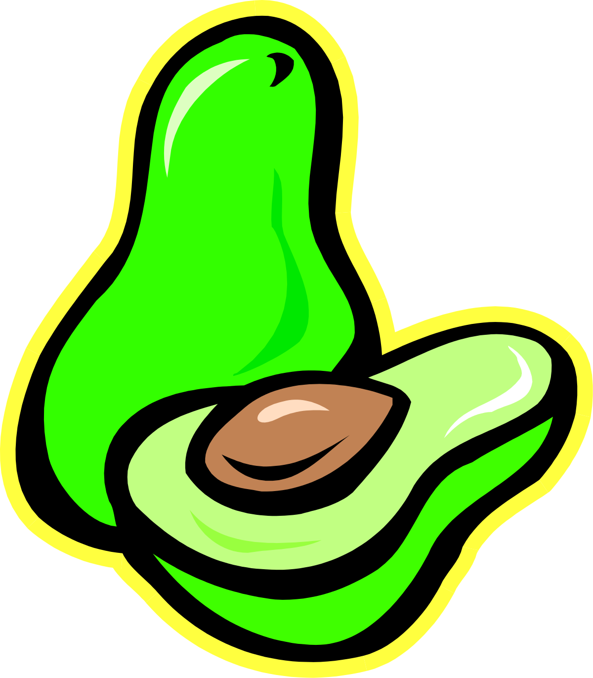 a green avoca with a brown shell clip art png transparent Fresh Green Avocado with Brown Shell Clipart