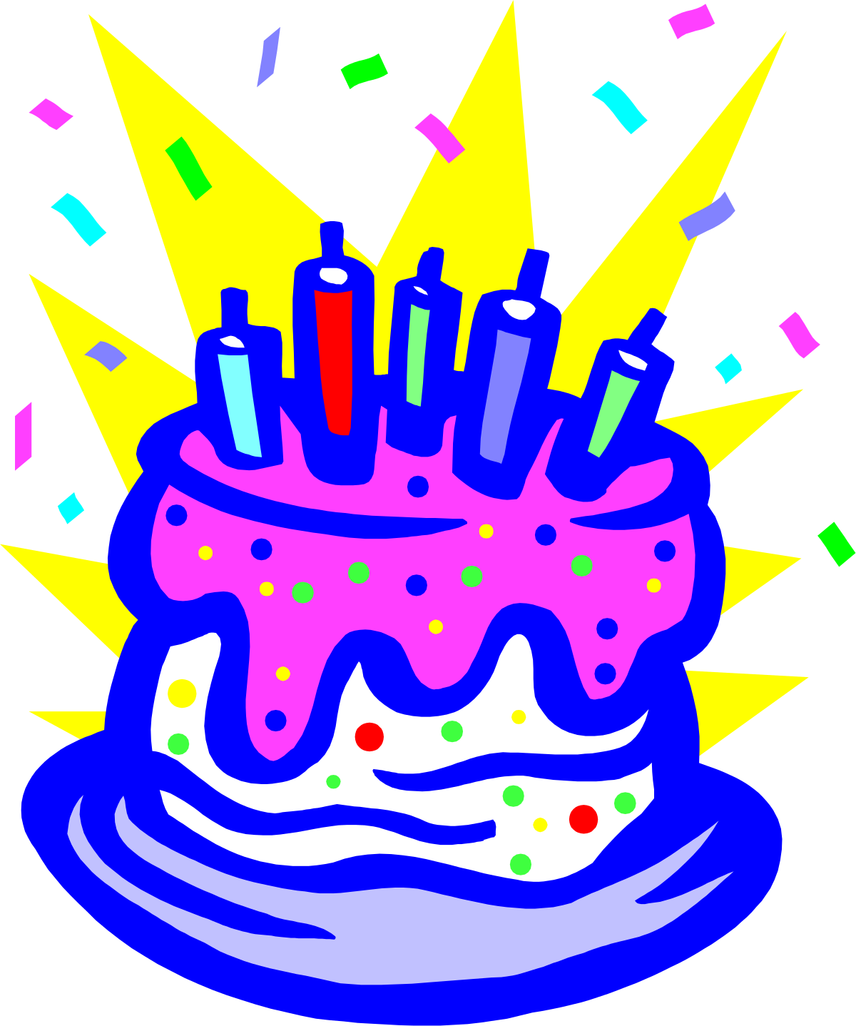 Birthday Cake with Candles and Confectionery Clipart