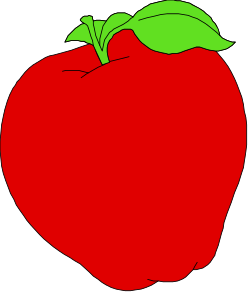 Red Apple Clipart with Green Leaf - Fresh and Vibrant Imagery