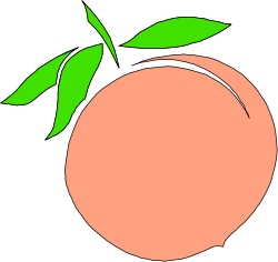 Fresh Peach with Green Leaves Clipart for Creative Projects