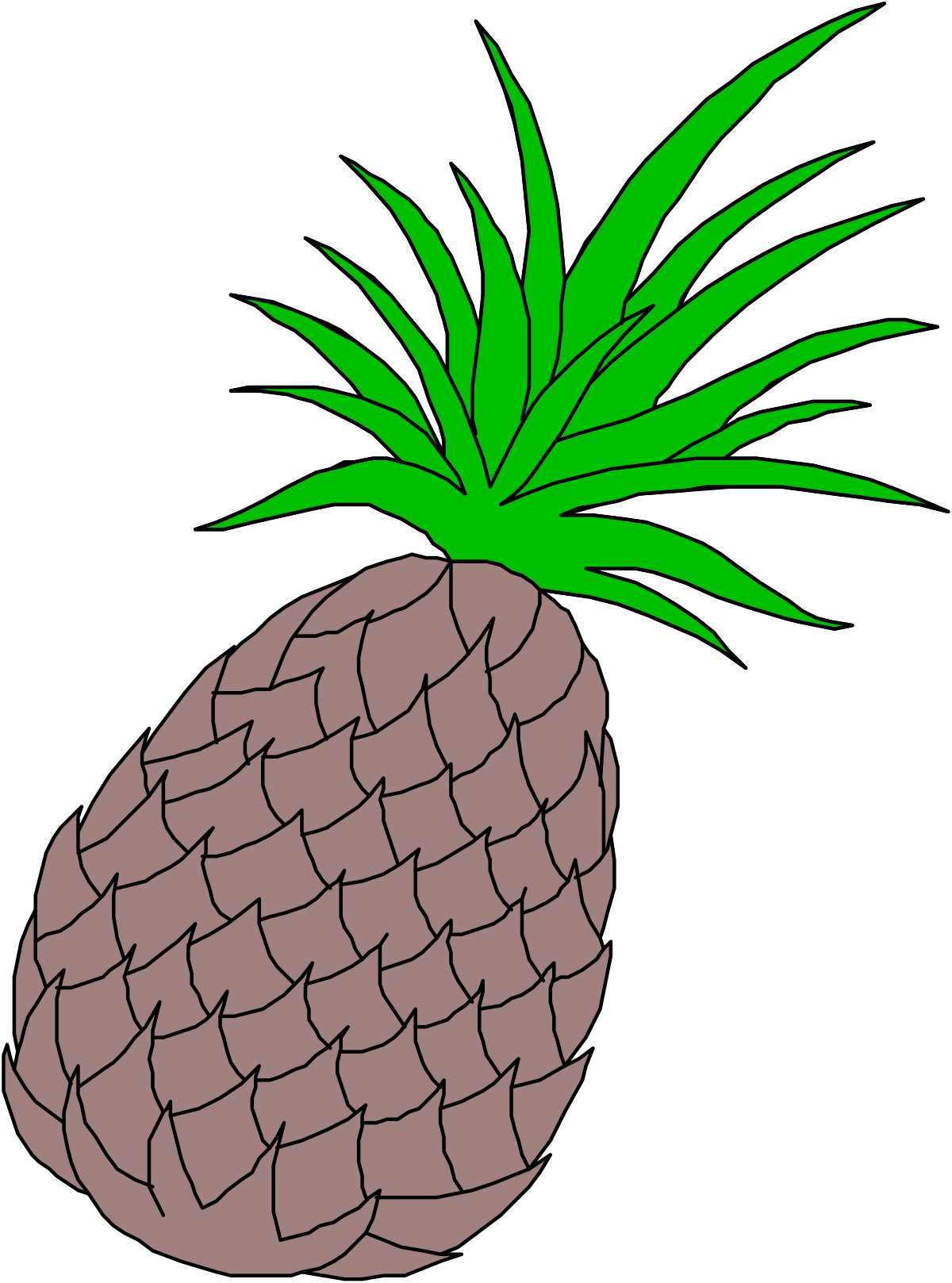 Pineapple with Green Leaves Clipart - Fresh Tropical Fruit Illustration