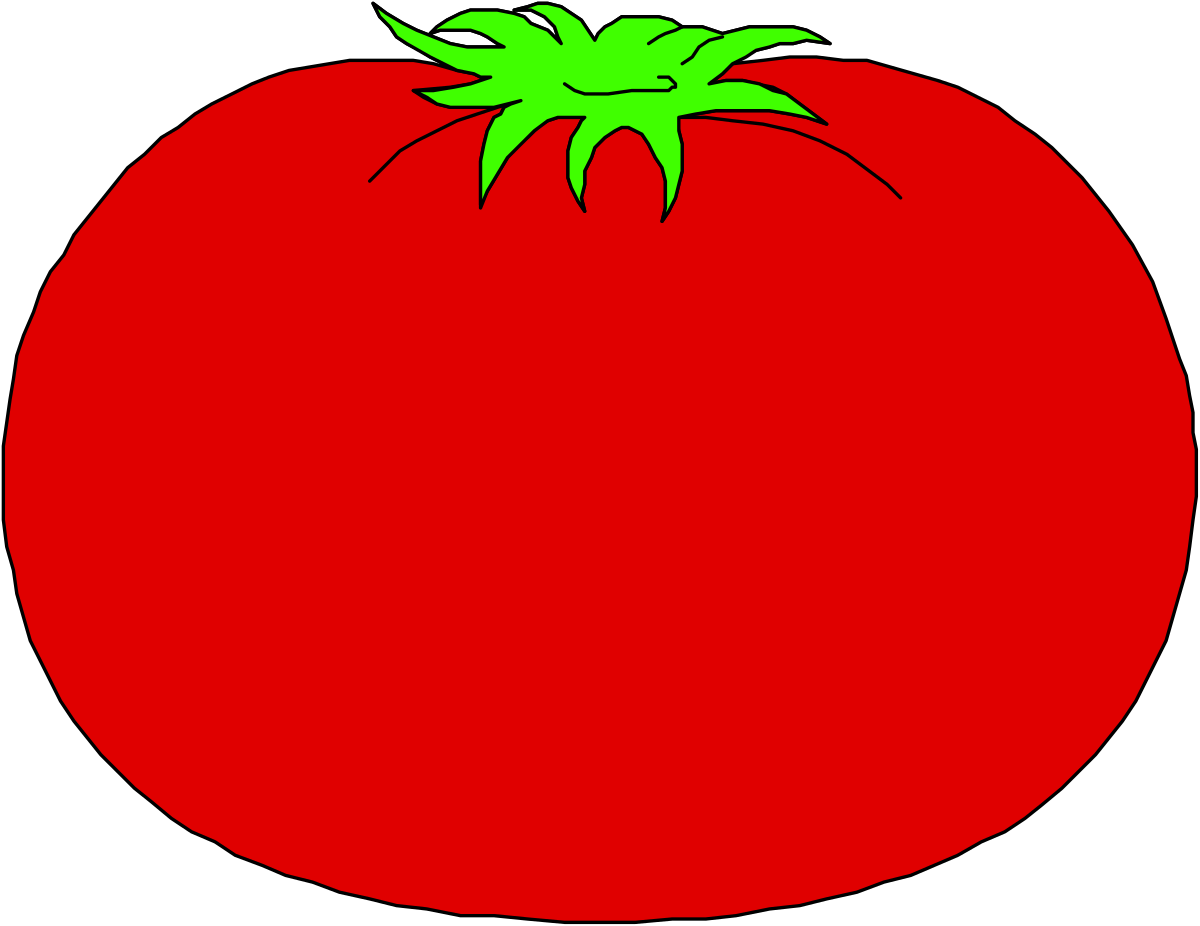 Tomato on Black Background - Fresh Produce Clipart