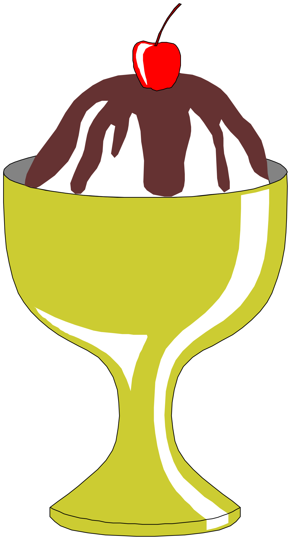 Green Bowl with Ice and Cherry - Delightful Clipart Illustration