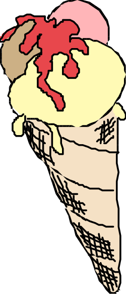 Ice Cream Cone with Red and Yellow Topping Clipart