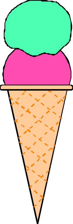 Ice Cream Cone with Green and Pink Topping Clipart