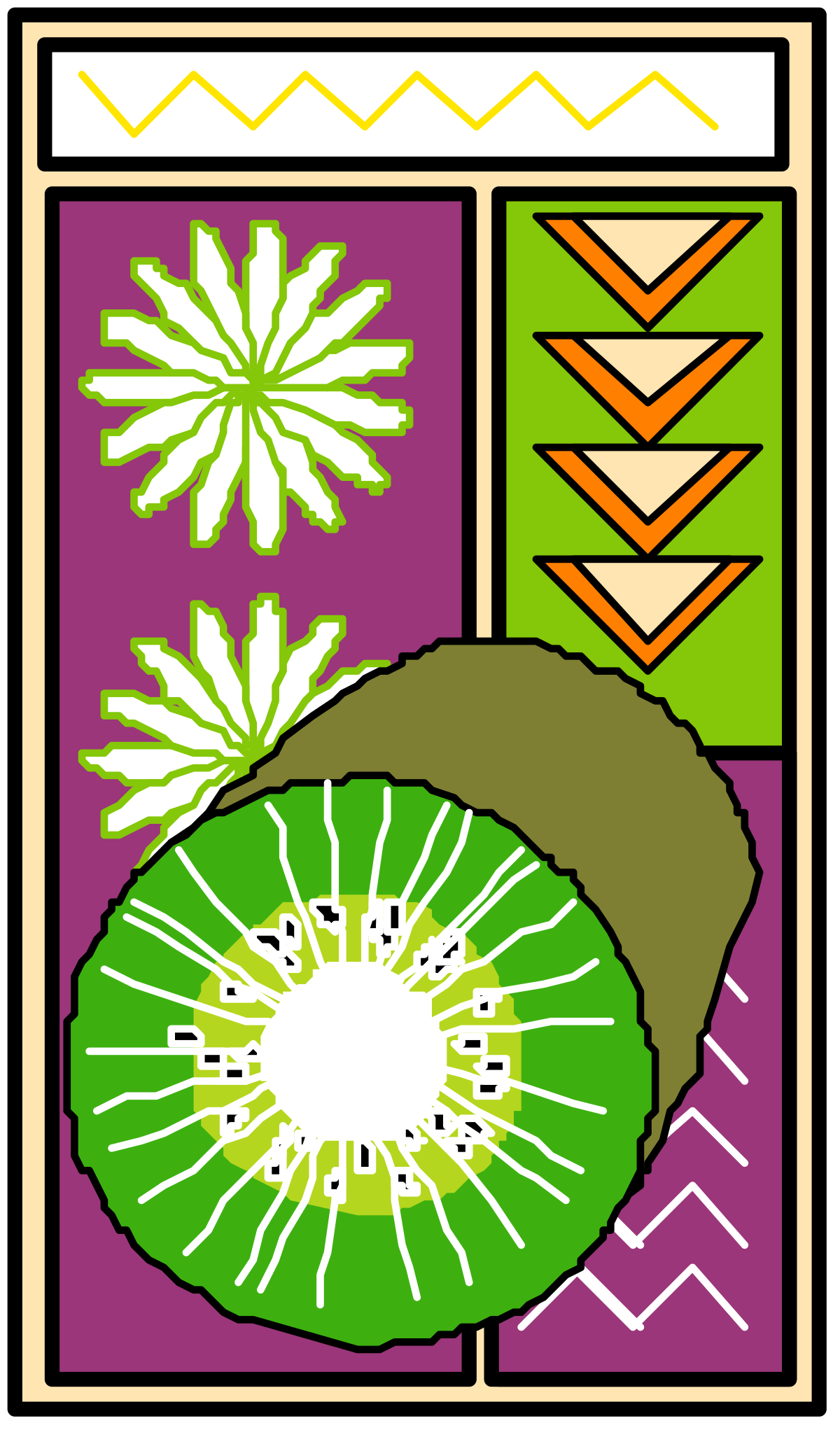 Green and Yellow Flower Clipart with White Center - Vibrant Floral Design