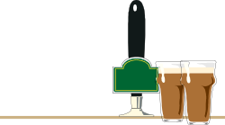 Green Sign Clipart: Man Next to a Landscape Marker