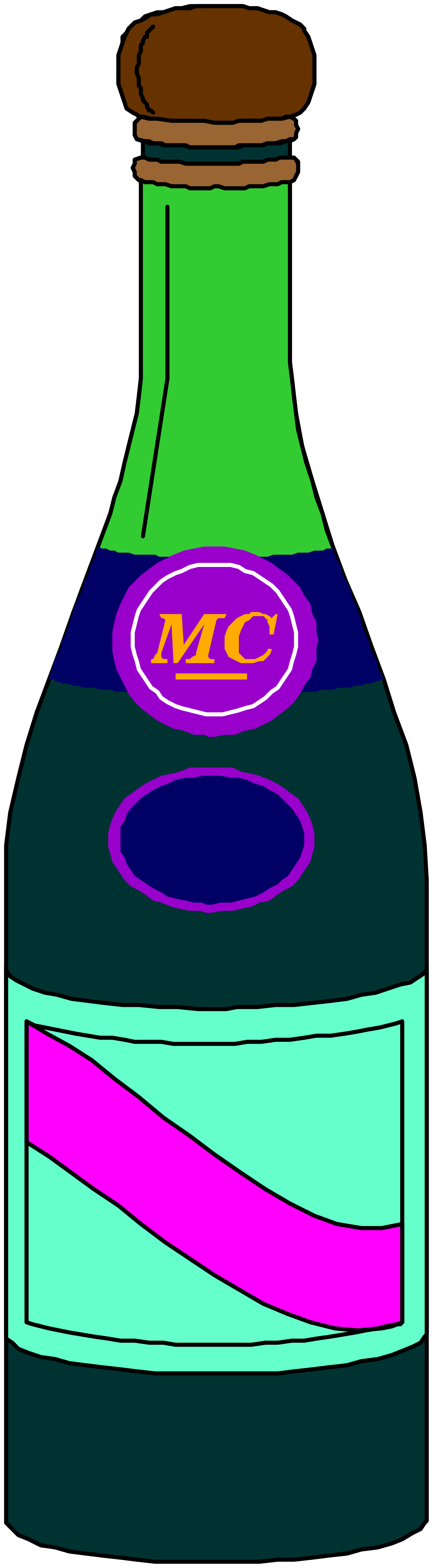 Liquid Bottle with Purple and Green Stripes Clipart