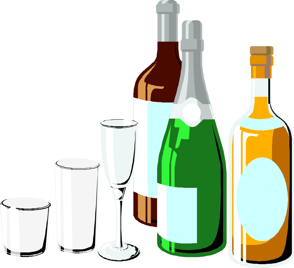 Wine Bottle and Glasses Clipart - Perfect for Celebrations