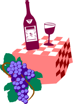 Wine Bottle and Grapes Clipart: Perfect Table Setting Elements