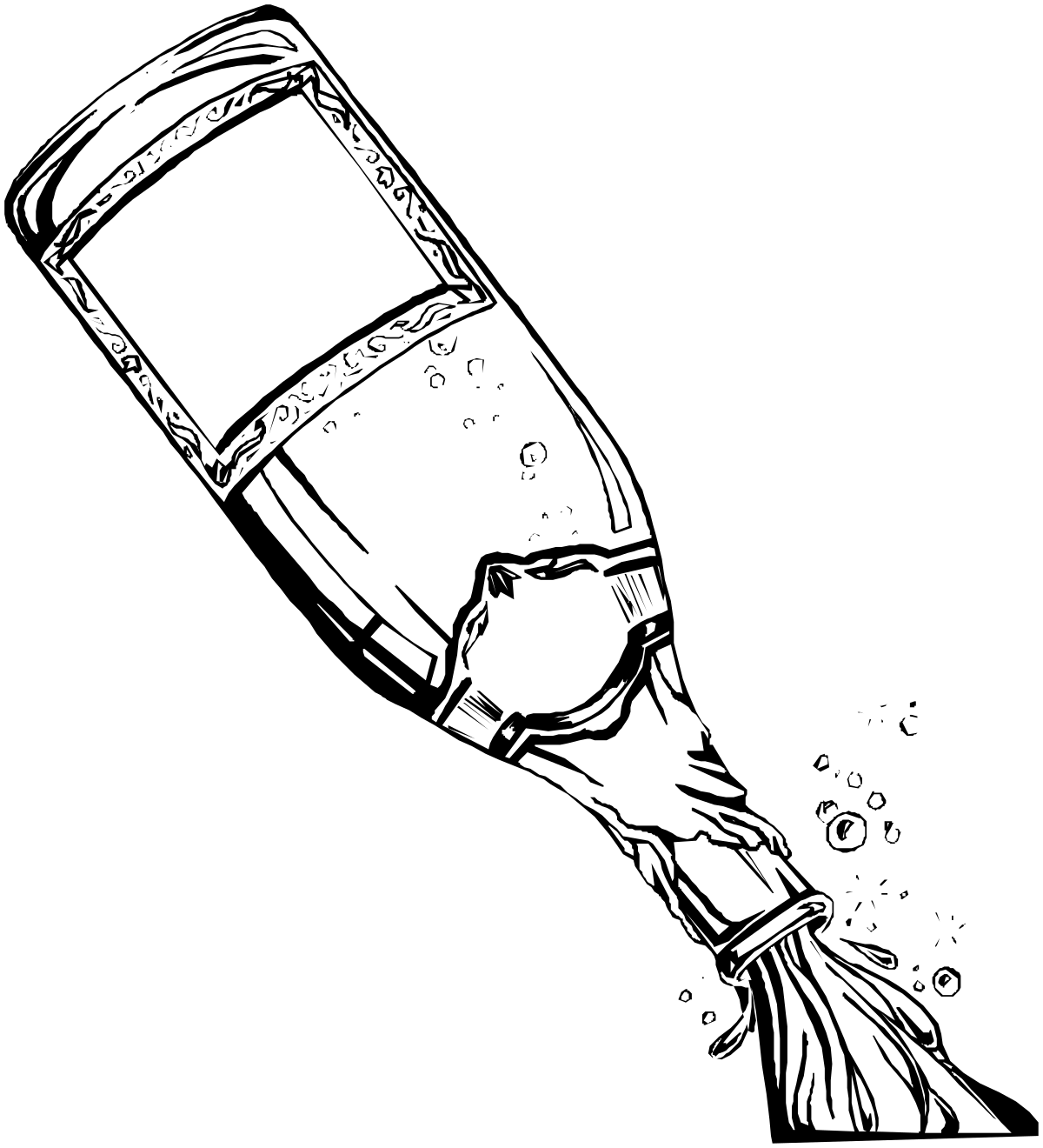 Beer Bottle Clipart - Black and White Drawing for Creative Projects