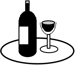 Glass and Wine Bottle Clipart on Black Background