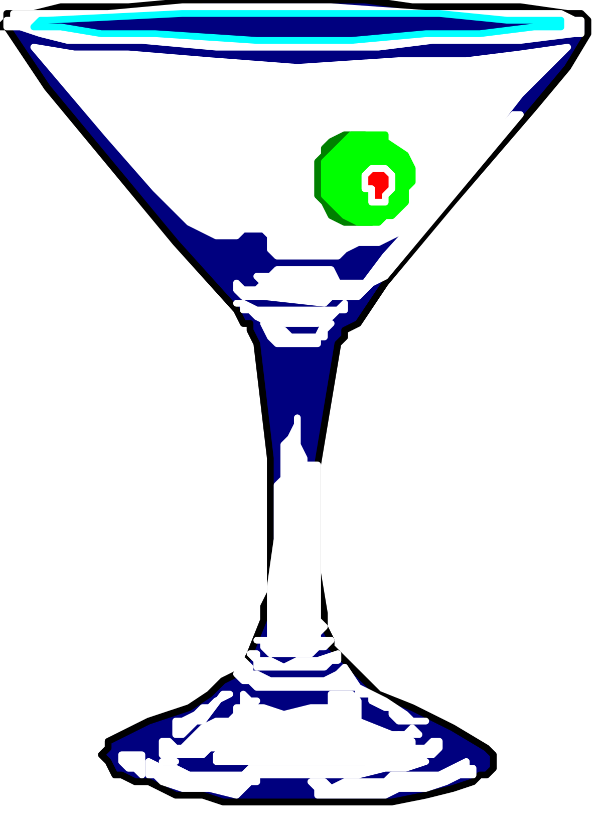 a martini glass with a green olive on the rim clip art png transparent Martini Glass with Green Olive Clipart - Classic Cocktail Illustration